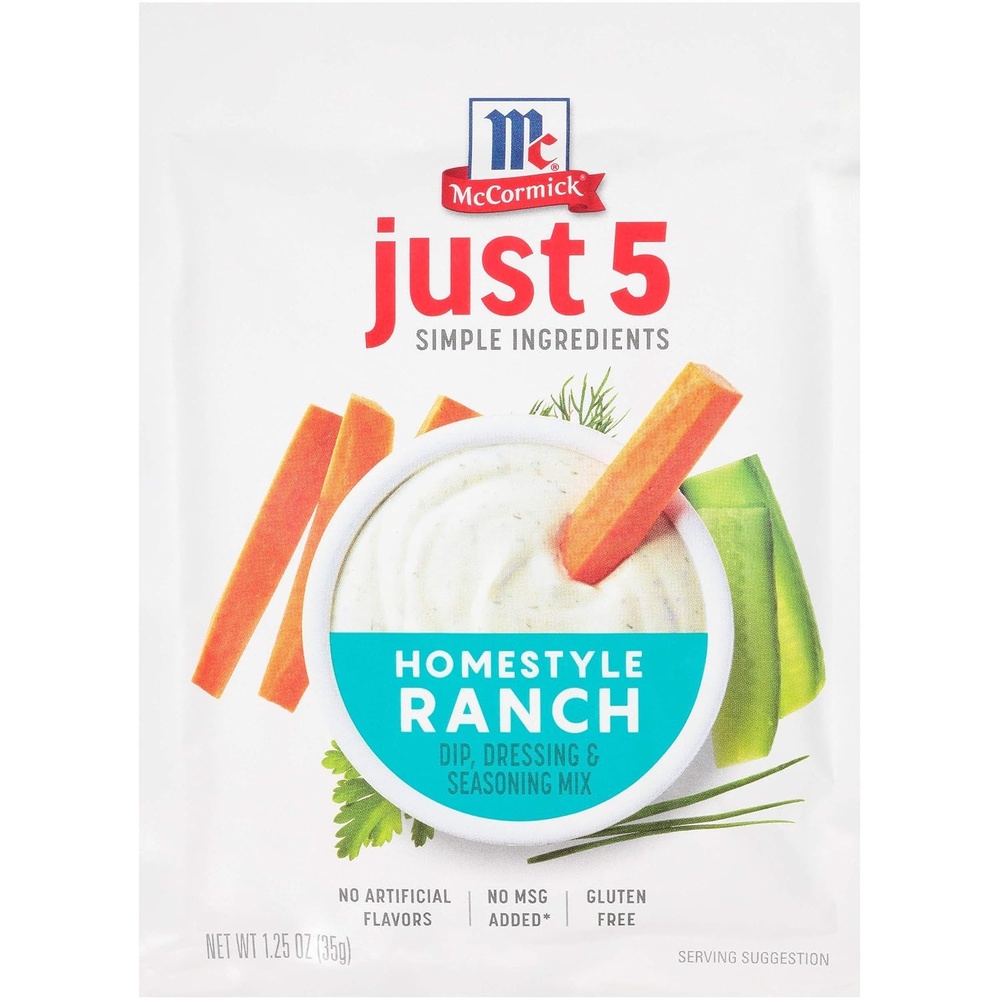 image:imageMcCormick Just 5 Simple Ingredients Homestyle Ranch Dip Dressing amp Seasoning Mix 125 Oz