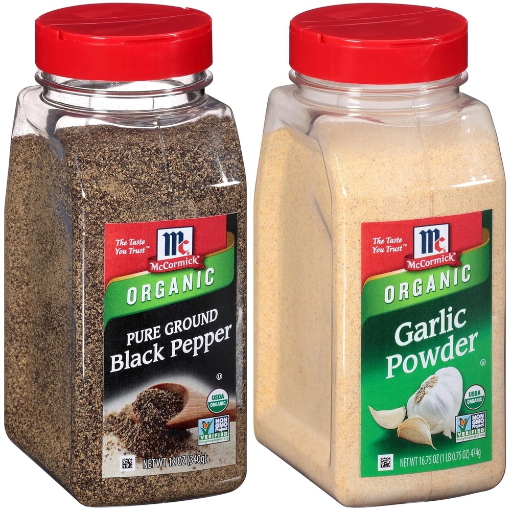 image:imageMcCormick Organic Pantry Staples Variety Pack Includes Organic Black Pepper and Organic Garlic Powder 2875 oz
