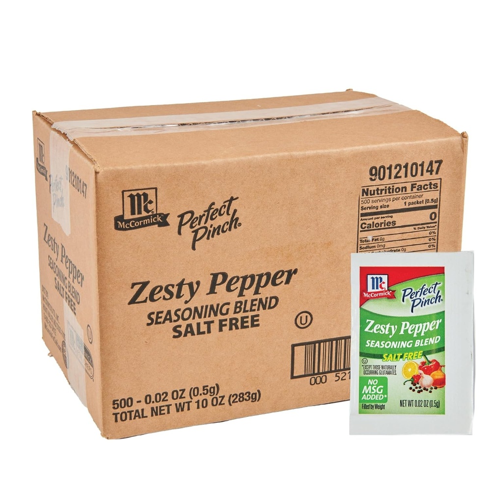 image:imageMcCormick Perfect Pinch Zesty Pepper Seasoning Packets 500 count 500 Single Serve Packets of SaltFree Pepper Seasoning for Hospitals Condiment Stations or TakeOut002 Ounce Pack of 500