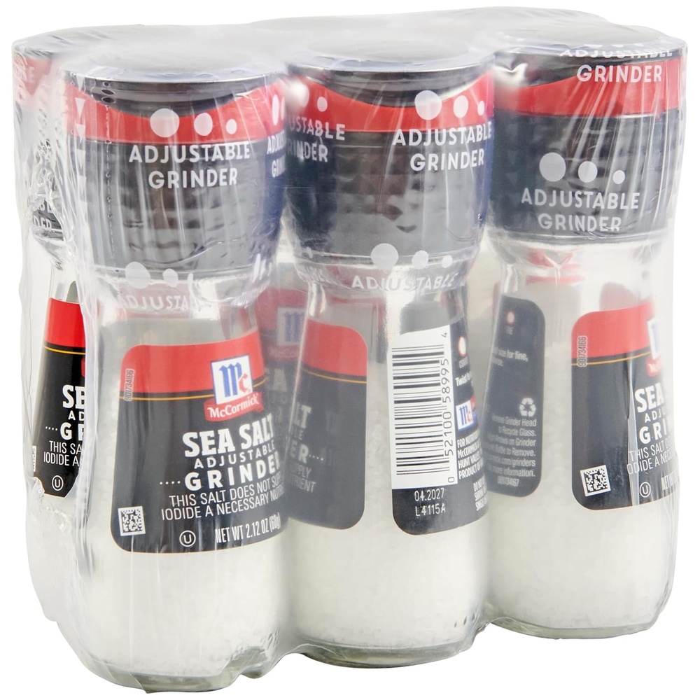 image:imageMcCormick Sea Salt Grinder 212 oz Pack of 6 One 6 Pack of 212 Ounce Glass Bottles of Mediterranean Sea Salt Best for Tabletop Use212 Ounce Pack of 6