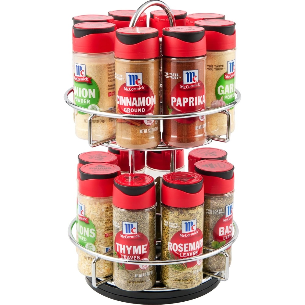 image:imageMcCormick Spice Rack Two Tier Chrome Featuring 16 Herbs amp Spices for Everyday Cooking Great Gift for Housewarming Wedding amp Bridal Shower 2609 oz
