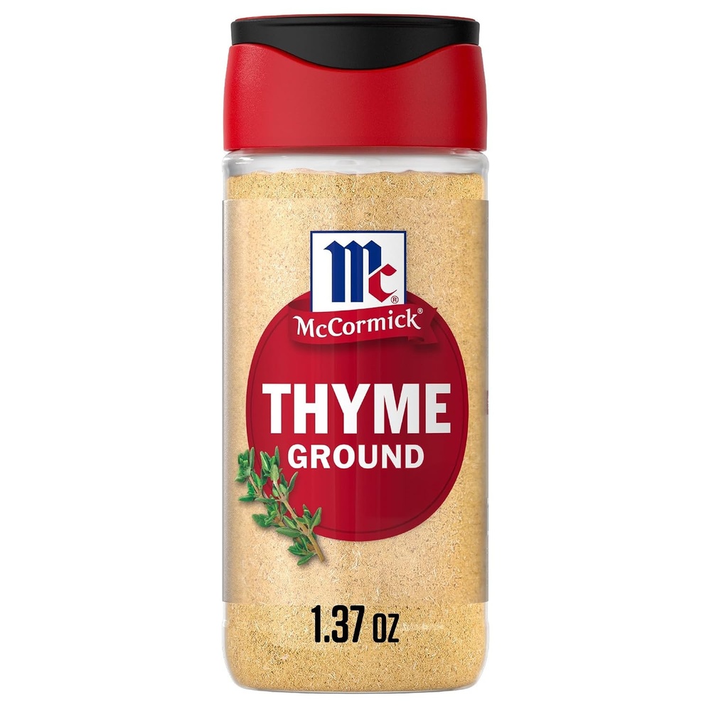 image:imageMcCormick Thyme Ground Subtle Mint Herby Flavor Kosher FlavorSealed for Freshness Ground to Blend Easily into Dishes Adds Savory Flavor to Meatloaf Stews Chicken amp Stuffing 137 oz