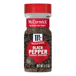 McCormick Black Pepper, Coarse Ground, Non GMO, Hand-Harvested, Enjoy Distinctive Pepper Flavor While Cooking & Tableside, 3.12 oz(3.12 Ounce (Pack of 1))