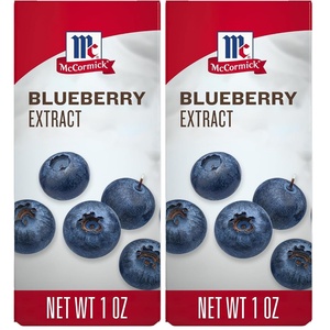 McCormick Blueberry Extract with Other Natural Flavors, Distinctive, Sweet Blueberry Flavor and Aroma for Baking Cookies, Cake, and Muffins, and Beverages Like Lemonade, Mocktails, and Smoothies, 1 fl oz(1 Fl Oz (Pack of 2))