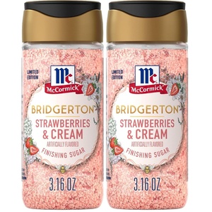 McCormick Bridgerton Finishing Sugar, Strawberries & Cream, Limited Edition, Sweet Strawberry Flavor Infusion, For Desserts, Cocktails, Breakfasts, and More, 3.16 oz(3.16 Ounce (Pack of 2))