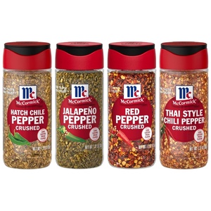 McCormick Crushed Pepper, Heat Lover Variety Pack, Mild to Hot Heat, Giftable Collection of Four Crushed Peppers for Adding Instant Heat to Eggs, Potatoes, Pasta, Guacamole, Tacos, Stir-Fry, Enchiladas, and More, 5.49 oz