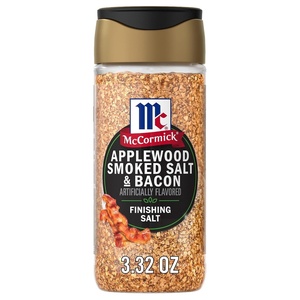 McCormick Finishing Salt, Applewood Smoked Salt & Bacon, Salt Blend, Smoky & Savory Bacon Flavor, For Burgers, Potatoes & Creamy Dips, No Colors from Artificial Sources, 3.32 oz(3.32 Ounce (Pack of 1))
