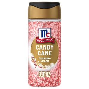 McCormick Finishing Sugar, Candy Cane, Limited Edition, Sweet Peppermint, Iconic Holiday Flavor, For Hot Chocolate, Chocolate Fudge, Bark, Cocktails, and More, 3.81 oz(Peppermint)