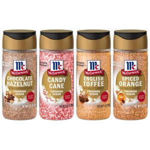 McCormick Finishing Sugar, Candy Cane, Limited Edition, Sweet Peppermint, Iconic Holiday Flavor, For Hot Chocolate, Chocolate Fudge, Bark, Cocktails, and More, 3.81 oz(Variety Pack)