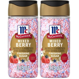 McCormick Finishing Sugar, Mixed Berry, Limited Edition, Sweet Berry Flavors, Sprinkle on Breakfast and Dessert Favorites, Garnish Beverages, 3.15 oz(3.15 Ounce (Pack of 2))
