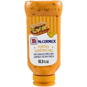 McCormick Mayonnaise Dressing, Tortas Sandwiches, Perfect for Giving Your Favorite Deli Sandwiches a Flavor Boost, A Thick, Creamy Sandwich Spread That Adds a Hint of Lime and Sweet Pickle Flavor, 10.3 fl oz(10.3 Fl Oz (Pack of 6))