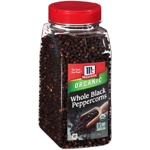 McCormick Organic Whole Black Peppercorns, 13.75 oz