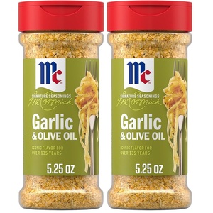 McCormick Seasoning, Garlic & Olive Oil, Signature Seasonings, Savory Blend of Bold Garlic & Rich Olive Oil, Shake On, For Pastas, Roasted Proteins, Vegetables, Sauces, Dressings & More, 5.25 oz(5.25 Ounce (Pack of 2))