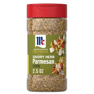​​McCormick Seasoning, Savory Herb Parmesan, Signature Seasonings, Cheesy & Herbaceous Flavor, Shake On, For Pasta, Roasted Chicken or Pork, Soups & Salads, No Artificial Flavors, No MSG Added, 2.5 oz