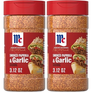 ​​McCormick Seasoning, Smoked Paprika & Garlic, Signature Seasonings, Mix of Garlic, Smoked Paprika & Onion, Shake On, For Roasted Chicken, Veggies & Pasta, No Artificial Flavors, No MSG Added, 3.12 oz(3.12 Ounce (Pack of 2))