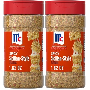 ​​McCormick Seasoning, Spicy Sicilian-Style, Signature Seasonings, Bold, Savory & Fiery, Shake On, For Pizza, Flatbreads, Roasted Vegetables, Sauces & More, No Artificial Flavors, No MSG Added, 1.62 oz​(1.62 Ounce (Pack of 2))